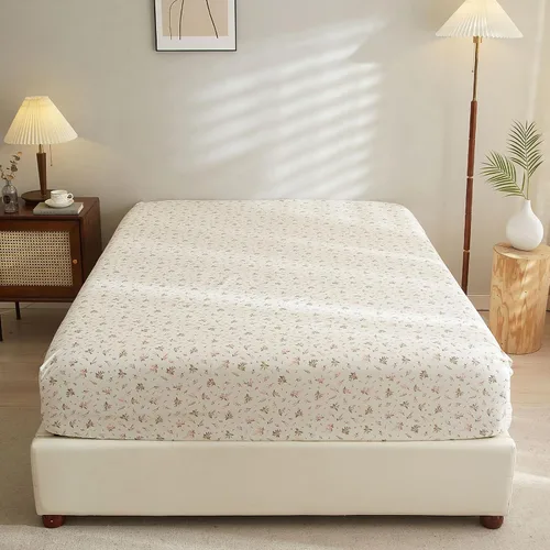 Miniatura 23 de Sábana ajustada 100% algodón suave tamaño queen de bolsillo profundo con rayas coloridas y estampado Gingham, sin arrugas, 1 pieza, sábana