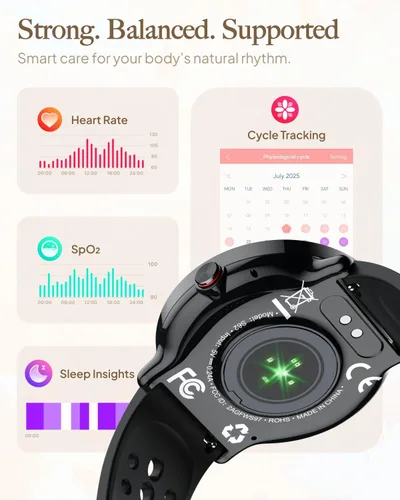 Miniatura 4 de Reloj inteligente para mujeres y hombres, para Android iOS con monitor de sueño y calorías, podómetro, rastreador de fitness, llamada Bluetooth