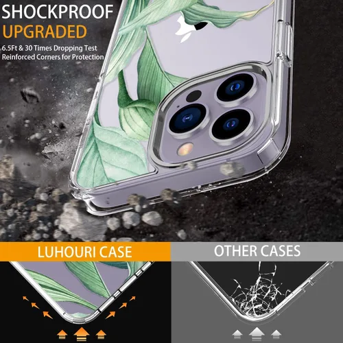 Miniatura 3 de LUHOURI Funda para iPhone 15 Pro con protector de pantalla, cubierta transparente, diseño de patrón de moda, carga inalámbrica, delgada, a prueba