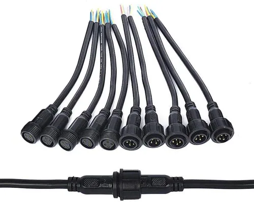 Miniatura 7 de 5 pares de conectores eléctricos LED de 2 pines negros para luces LED, cable de extensión de 20 cm, 40 cm/par, 0.3mm², tuerca de 15 mm