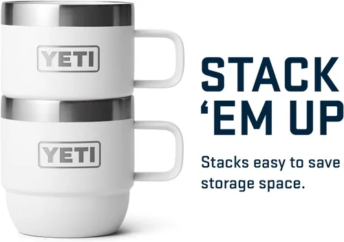 Miniatura 5 de YETI Rambler - Taza apilable de 6 oz, de acero inoxidable, aislada al vacío para espresso/café, paquete de 2 Blanco