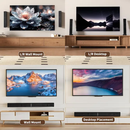 Miniatura 7 de LARKSOUND Barra de sonido de 2.1 canales con subwoofer integrado, pequeña barra de sonido para TV, PC, juegos, mini altavoz de TV con conexiones