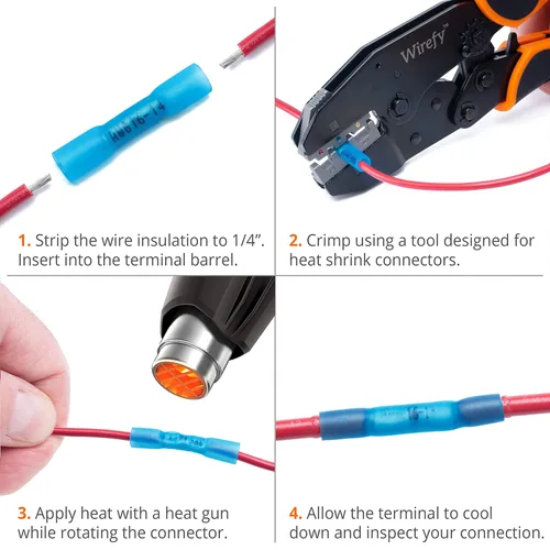 Miniatura 6 de Wirefy 150 terminales de crimpado termorretráctiles de extremo a extremo, terminales eléctricos aislados para cables sin costuras, 1,5-2,5 mm²