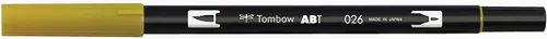 Tombow 56503 Rotulador de doble pincel, 026, oro amarillo, paquete de 1 rotulador mezclable, pincel y punta fina