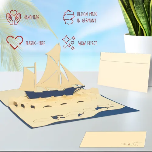 Miniatura 3 de LINPopUp® Tarjeta emergente, POP UP 3D tarjetas de felicitación tarjetas de felicitación tarjetas de cumpleaños de barco, cupón de viaje velero, N104