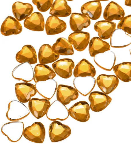 Miniatura 14 de MECCANIXITY 60 calcomanías acrílicas de diamantes de imitación de corazón de 0.315 in con parte trasera plana, gemas de plástico para manualidades