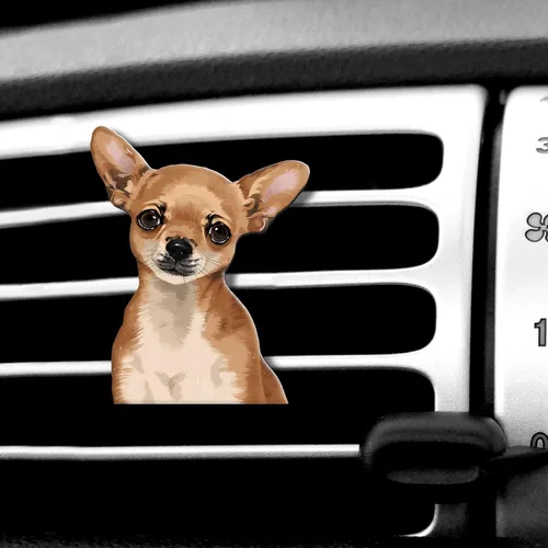 Miniatura 23 de WIRESTER Clip de ventilación con aroma fresco para automóvil, accesorios decorativos, decoración interior para autos Lindo perro perdiguero dorado