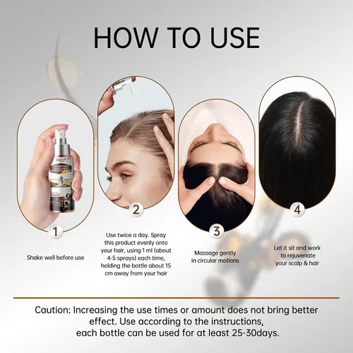 Miniatura 7 de PKU Aerosol para el crecimiento del cabello, suero capilar con biotina y aceite de romero, cuidado nutritivo del cuero cabelludo para adelgazar