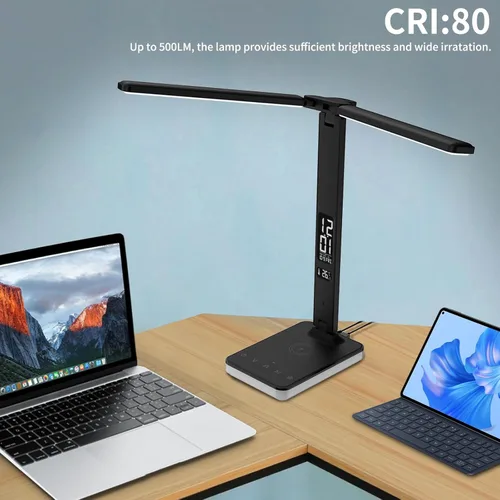 Miniatura 8 de Lámpara de escritorio LED para oficina en casa, puerto de carga USB, luz de escritorio de lectura con 5 temperaturas de color, atenuación continua
