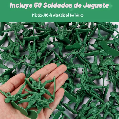Miniatura 7 de HAPTIME Juguetes para niños, juego de soldados de juguete (50 piezas), figuras de acción de hombres del ejército verde, juguetes militares