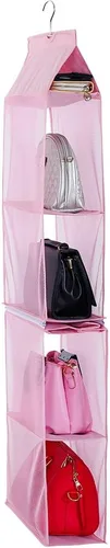 Miniatura 3 de Bolsa organizadora desprendible con 6 compartimientos para colgar, organizador de carteras, bolsas, almacenador soporte para armario, closet, Rosado