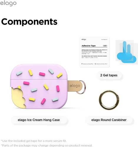 Miniatura 8 de elago Funda de Helado Compatible con AirPods Pro 3 - Funda de Protección Completa - Incluye Mosquetón, Soporta Carga Inalámbrica, Protección Total