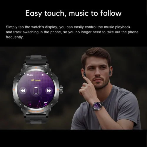 Miniatura 6 de Reloj inteligente 2 en 1 con audífonos, bisel de aleación de zinc, pantalla redonda de 1.46 pulgadas, función de llamada Bluetooth, reproducción