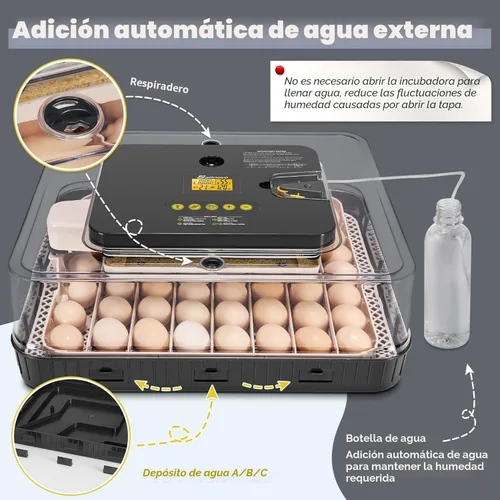 Miniatura 3 de Sailnovo Incubadora de 56 huevos para incubar huevos con giro automático de huevos y humidificación automática, control de temperatura, ovoscopio