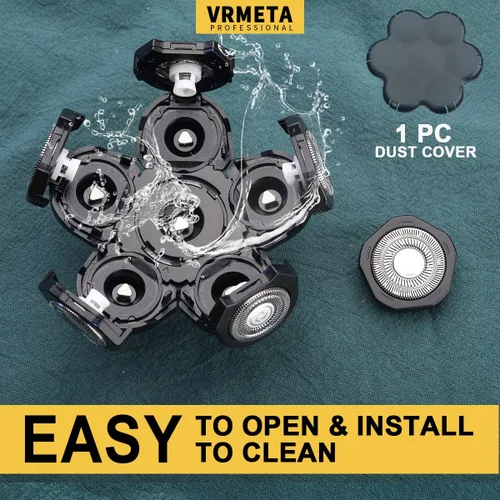Miniatura 6 de Cabezales de repuesto para afeitadora eléctrica de 6 cuchillas para hombres para calvo y cara (6 cabezas (negro)