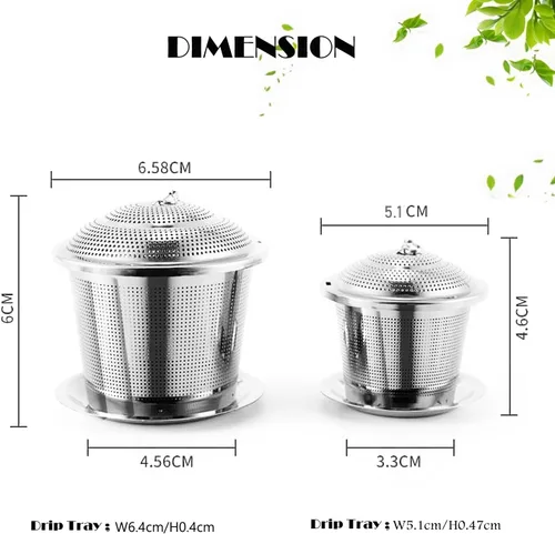 Miniatura 2 de Infusor de té de hojas sueltas (juego de 2) con cuchara de té y bandeja de goteo, colador de acero inoxidable ultra fino y más empinado para una