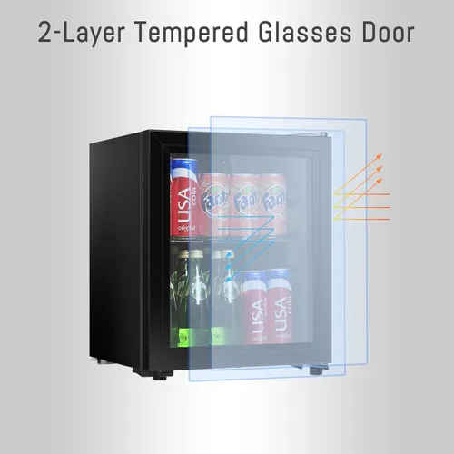 Miniatura 4 de HAILANG - Refrigerador de bebidas, 1.3 pies cúbicos, mini refrigerador con puerta de vidrio para refrescos y cerveza, refrigerador de bebidas