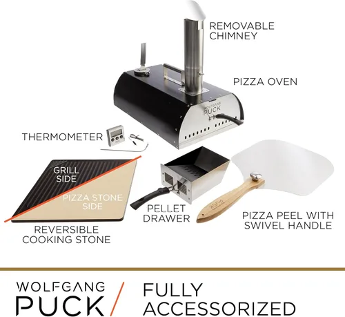 Miniatura 6 de Wolfgang Puck Horno de pizza al aire libre, acero inoxidable duradero, horno de pizza portátil, almacenamiento compacto, horno de pizza de pellets