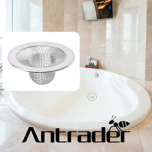 Miniatura 4 de Antrader Colador para fregadero de cocina, 2 piezas de acero inoxidable de 2 pulgadas de diámetro de malla de filtro redondo para baño, bañera