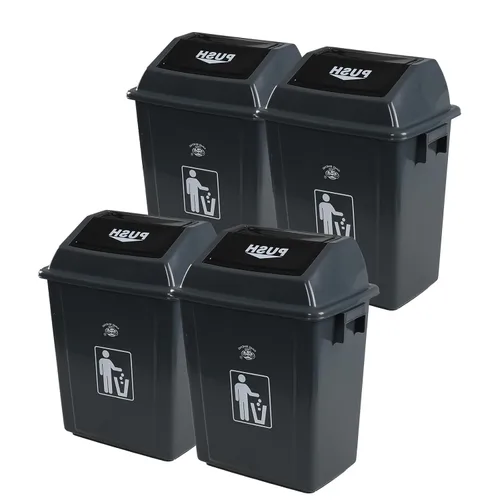 Readsky Cubo de basura de plástico de 6 galones, tapa oscilante, cubo de basura oscilante, 4 paquetes, gris