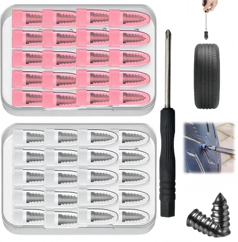 Miniatura 10 de Kit de tornillos de tapón de neumático para automóvil, SUV y camión, reparación duradera de neumáticos con destornillador, reparación permanente