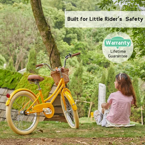 Miniatura 9 de Glerc Little Molly - Bicicleta de crucero retro para niños de 2 a 13 años de edad con cesta de mimbre y ruedas de entrenamiento/soporte, varios