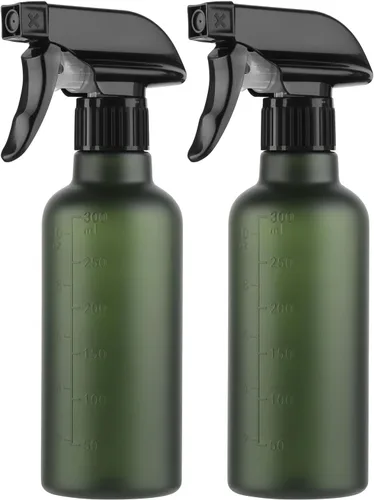 Miniatura 9 de Botellas de plástico de spray (paquete de 2 unidades de 10 onzas), boquilla ajustable de niebla fina y corriente de chorro a prueba de fugas