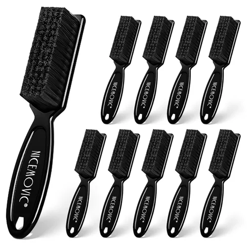 NICEMOVIC Cepillos de peluquero, 10 piezas de cepillo de limpieza de cerdas de nailon con mango de plástico, suministros de limpieza Negro