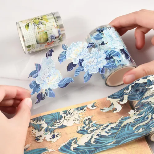 Miniatura 3 de Washi Tape - Cinta adhesiva decorativa de PET para manualidades, diarios, planificadores, suministros de álbumes de recortes, calcomanías de diseño