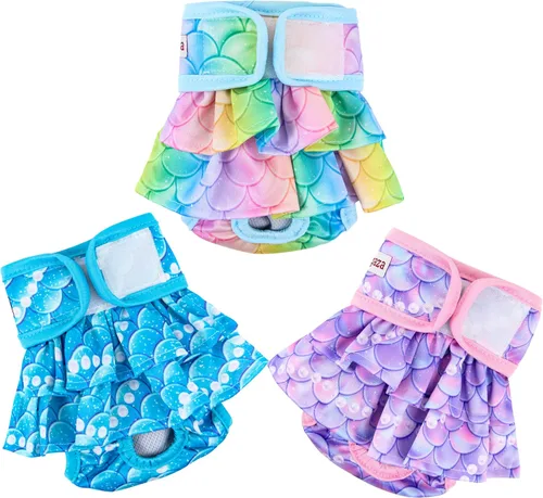 Pañales para perros hembra (paquete de 3), pañales reutilizables para mascotas para perras, lavables, falda de pañal para perros en celo, período,