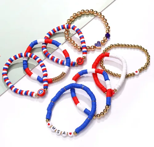 Miniatura 94 de Surfer Heishi - Pulseras apilables para mujer, apilables, de vinilo arcoíris, disco de arcilla, pulseras elásticas para la amistad, joyería bohemia