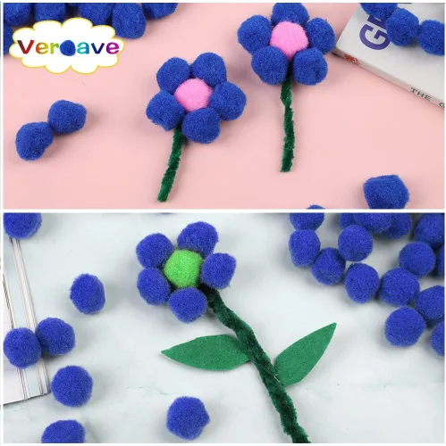 Miniatura 6 de Veroave Pompones azul oscuro, 150 pompones de 1 pulgada para manualidades, bolas de soplo, artes y manualidades, para decoración de manualidades