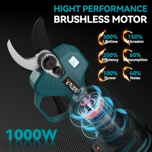 Miniatura 3 de Tijeras de podar eléctricas sin escobillas para batería Makita de 18 V, tijeras de podar inalámbricas portátiles con pantalla LCD y cuchillas SK5