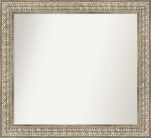 Miniatura 408 de Amanti Art Espejo de baño plateado para sobre fregadero, 26 x 26 pulgadas, espejo cuadrado de níquel pulido, marco de madera tradicional mediano, se