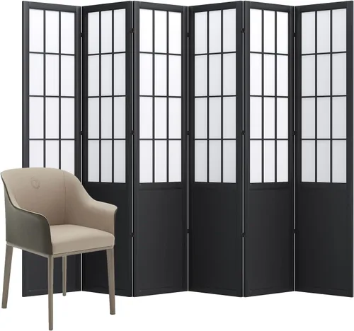 Miniatura 14 de Divisor de habitación, pantalla plegable de madera estilo Shoji japonés de 66.9 pulgadas de alto con bisagras dobles para decoración del hogar