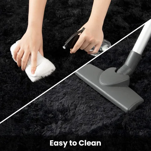 Miniatura 6 de Terrug Alfombra Corredor Negra Esponjosa para Dormitorio, 2x6 Pies Lindas Alfombras de Área de Pelo Largo para Pasillo, Alfombra de Felpa Suave