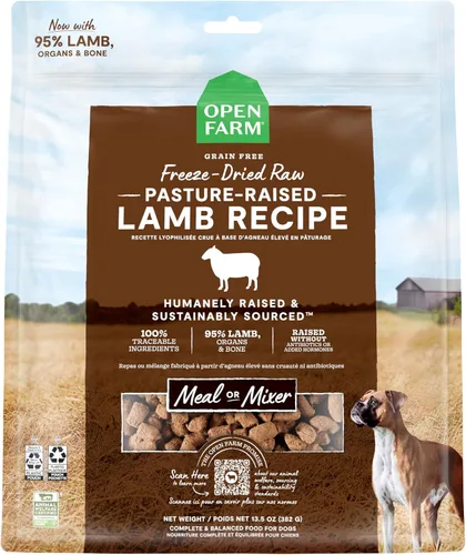 Miniatura 13 de Open Farm, Comida para Perros Cruda Deshidratada, Trozos con 95% de Carne, Órganos y Hueso, Productos Orgánicos y Superalimentos, Comida Completa