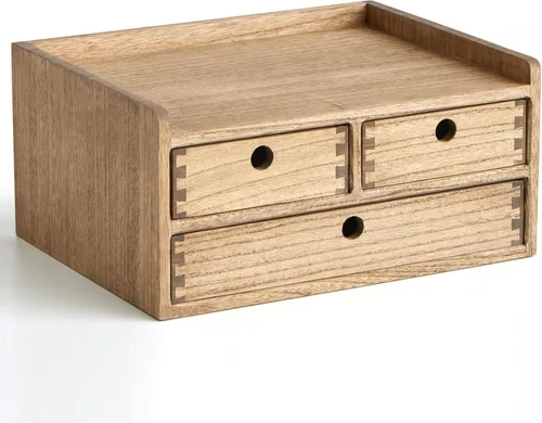 Miniatura 10 de KIRIGEN Organizador de escritorio con 3 cajones - Caja de almacenamiento con cajones de madera y bandejas para mesa - Organizador de herramientas