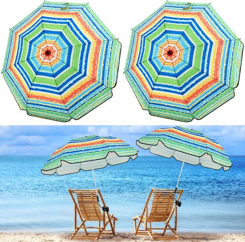 Miniatura 14 de Buryeah Paraguas automático para silla con abrazadera universal de 44 pulgadas, UPF 50+, abrazadera portátil en silla de playa, sombrilla ajustable