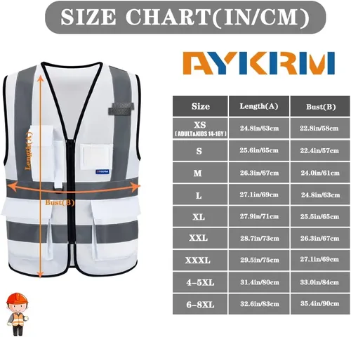 Miniatura 2 de A-SAFETY Chaleco de Seguridad Reflejante de Alta Visibilidad con Logo Personalizado (XS-8XL)