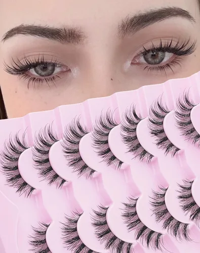 Miniatura 22 de Jiocolor Pestañas naturales pestañas postizas finas pestañas postizas cortas aspecto natural banda transparente pestañas postizas tira pestañas