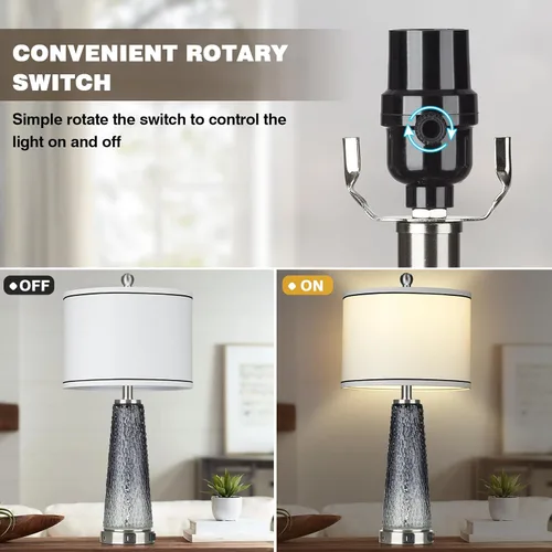 Miniatura 6 de Juego de 2 lámparas de mesa costeras de 26 pulgadas, modernas lámparas de mesa con puertos USB A+C y salida de CA, lámpara de mesita de noche