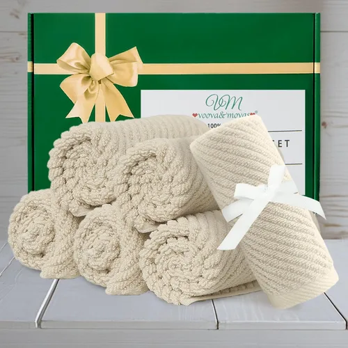 Miniatura 286 de VOOVA & MOVAS Toallas de mano blancas - 100% algodón Ligeras Gruesas Secado rápido Suaves Absorbentes, paquete de 4 piezas grandes de 18