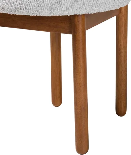 Miniatura 7 de Baxton Studio Edric Modern Japandi - Juego de sillas de comedor de 2 piezas con tela de boucle gris claro y acabado marrón nogal
