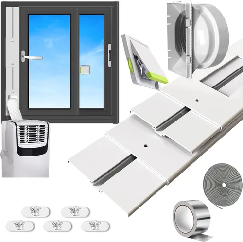 Kit de ventilación portátil para ventana de CA con acoplador universal de 5.1/5.9 pulgadas, 26-63 pulgadas, ajustable con bloqueo de seguridad y