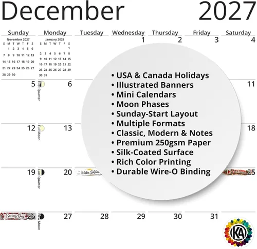 Miniatura 4 de Calendario de pared de crepúsculo místico 2026 - Paisajes de ensueño encantadores con vacaciones