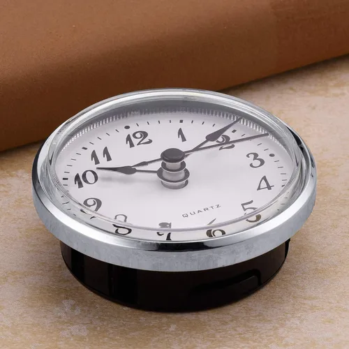Miniatura 4 de Hicarer Inserto de reloj de cuarzo de 2.8 pulgadas/2.756 in, borde dorado, número arábigo, movimiento de cuarzo (borde plateado)