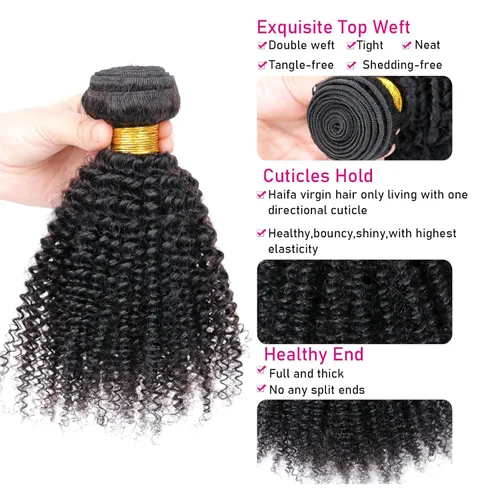 Miniatura 2 de Paquetes de cabello afro rizado y kinky, extensiones de cabello humano de 8 pulgadas, tejido rizado sin procesar, doble entretejido, virgen