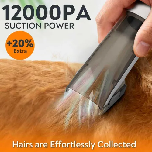 Miniatura 5 de Aspiradora de aseo para mascotas para perros y gatos, succión fuerte de 12 kPa, ≤ 50 dB silenciosa, taza de polvo de 2 litros, kit de aseo 5 en 1