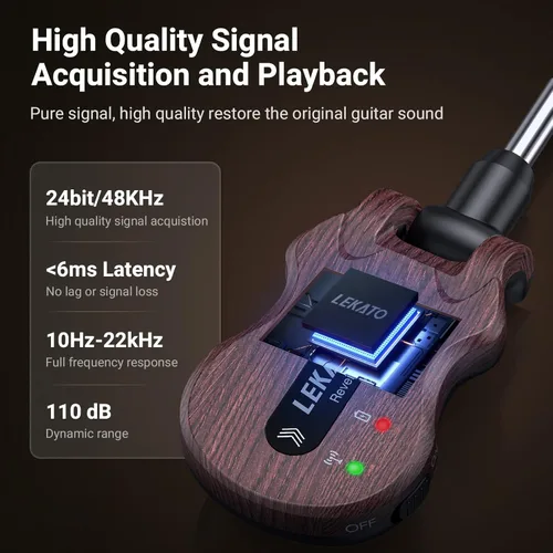 Miniatura 2 de LEKATO Sistema Inalámbrico para Guitarra 5.8 Transmisor Receptor Inalámbrico para Guitarra Transmisor Receptor Inalámbrico de Audio Recargable 4